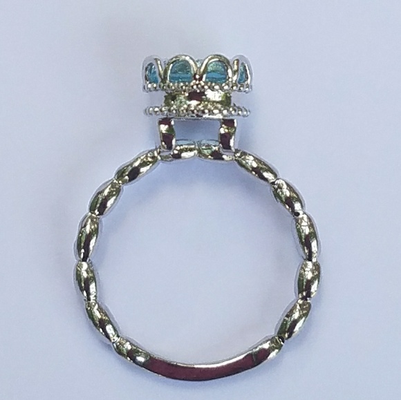 NEW Silver Round Aquamarine Ring - Picture 6 of 8